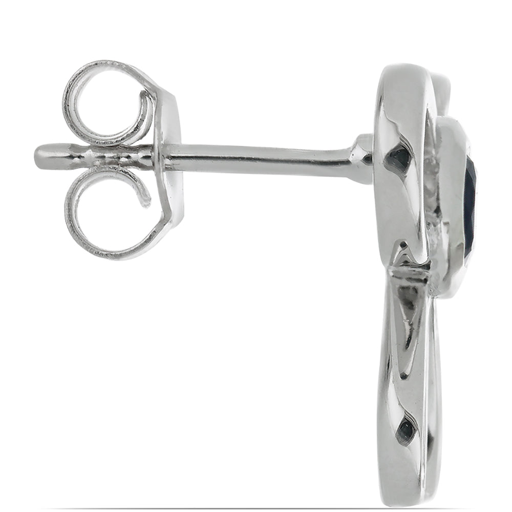 Ezüst Fülbevaló Kék Zafírral