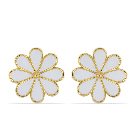 Arannyal Bevont Ezüst Fülbevaló Tűzzománccal