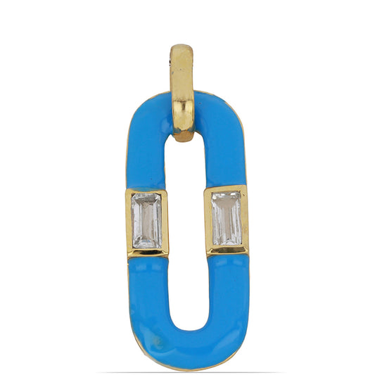 Arannyal Bevont Ezüst Medál Tűzzománccal és Fehér Topázzal