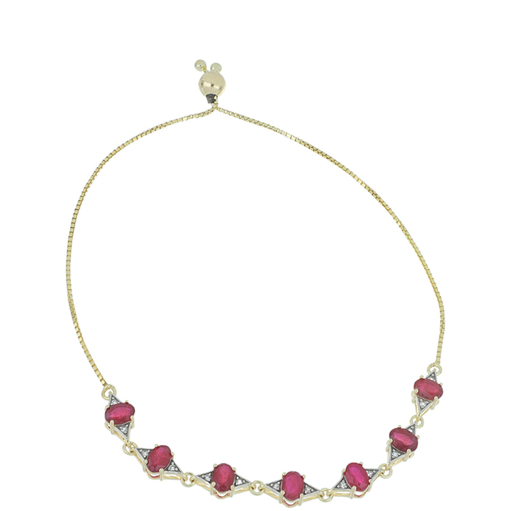 9 Karátos Arany Karkötő Madagaszkári Rubinnal és Fehér Topázzal