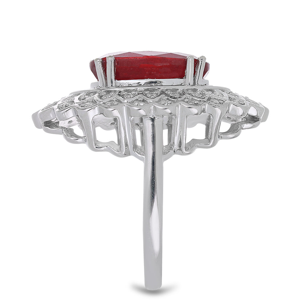 Ezüst Gyűrű Madagaszkári Rubinnal és Fehér Topázzal