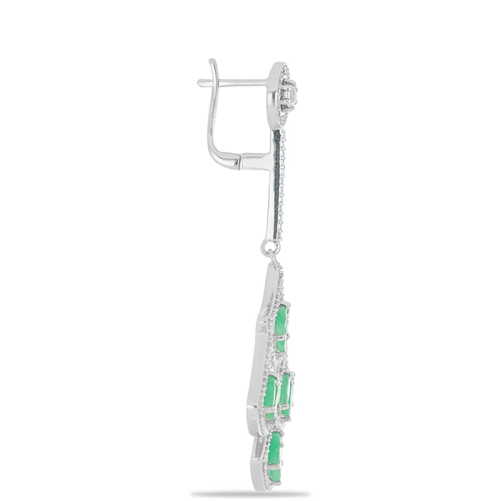 Ezüst Fülbevaló Brazil Smaragddal és Fehér Topázzal