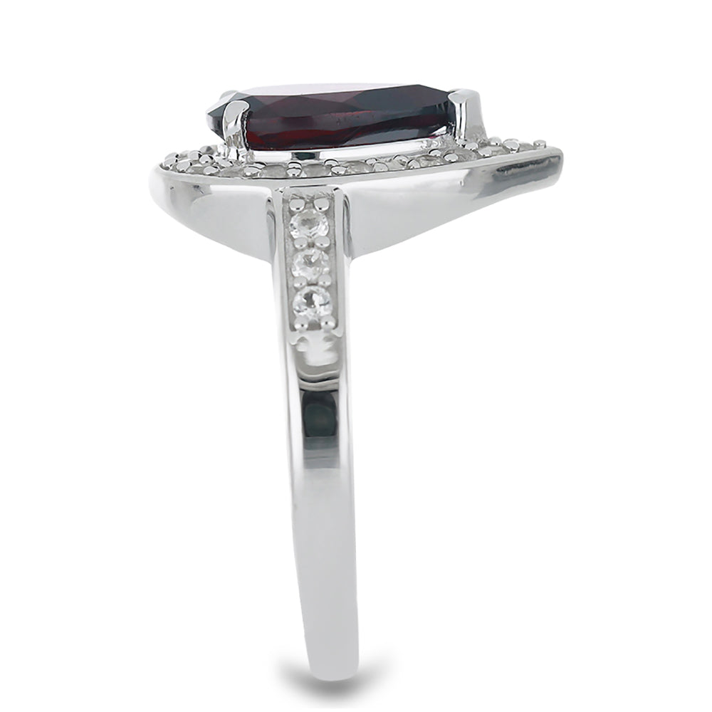 Ezüst Gyűrű Minas Moatize Rhodolit Gránáttal és Fehér Topázzal