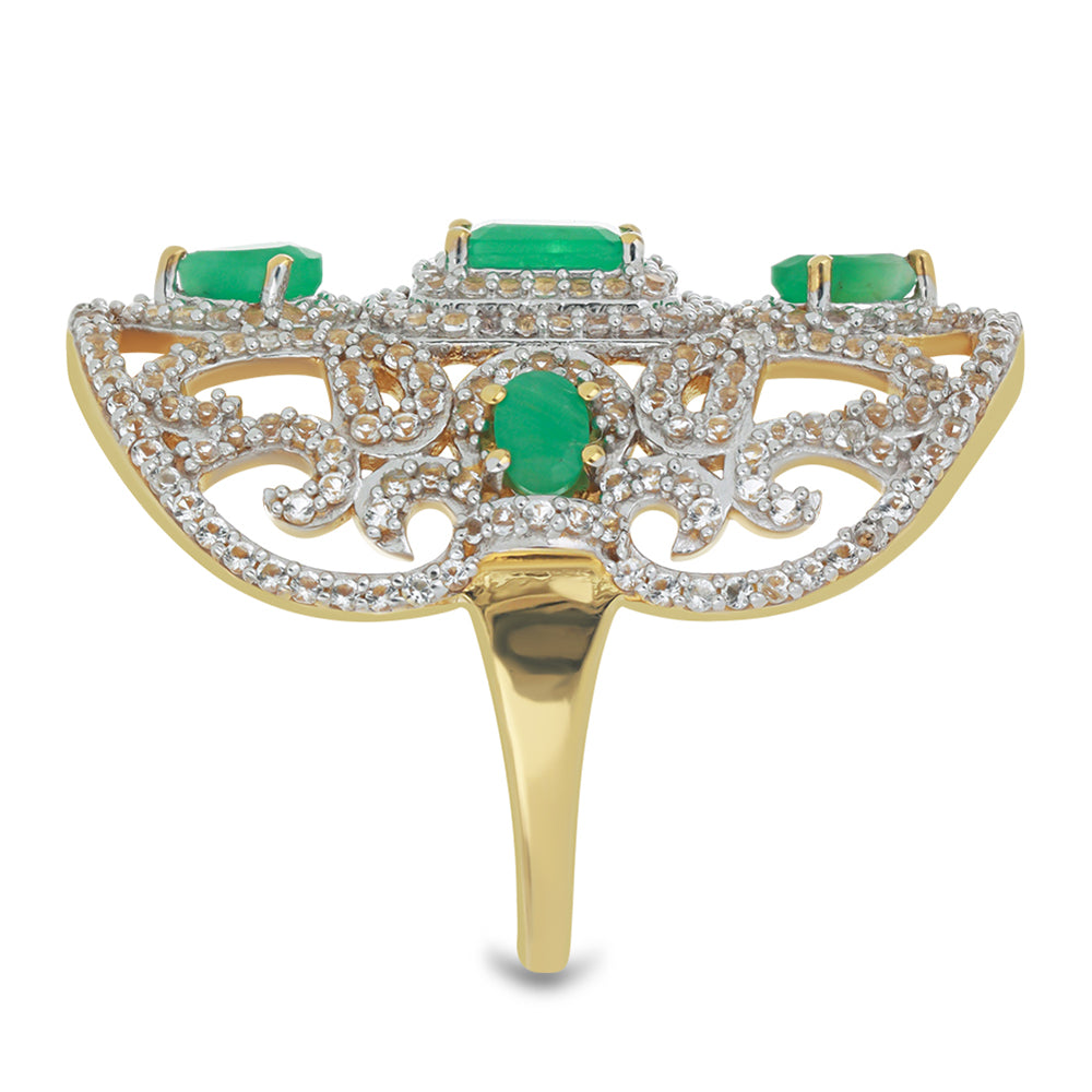 Arannyal Bevont Ezüst Gyűrű Brazil Smaragddal