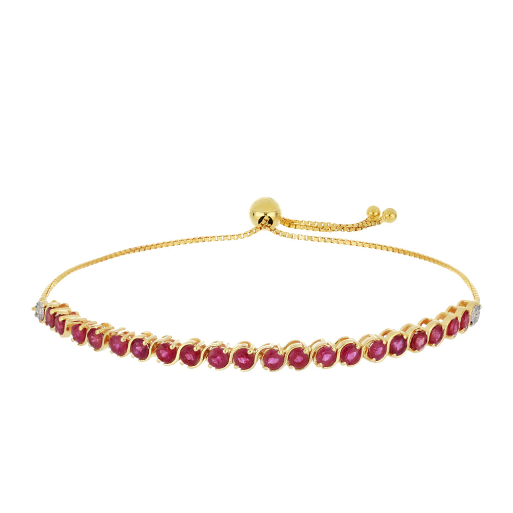 9 Karátos Arany Karkötő Madagaszkári Rubinnal és Fehér Gyémánttal