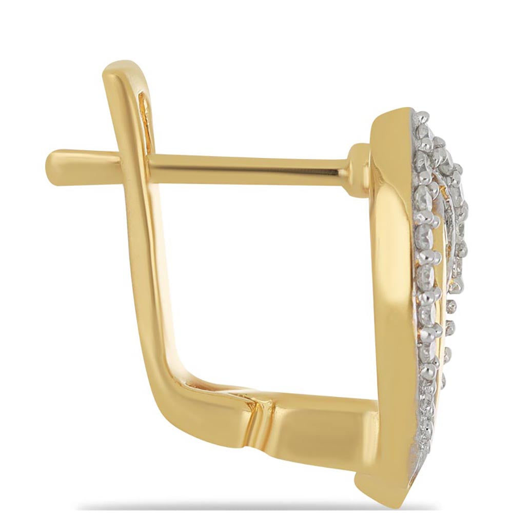 Arannyal Bevont Ezüst Fülbevaló Fehér Gyémánttal