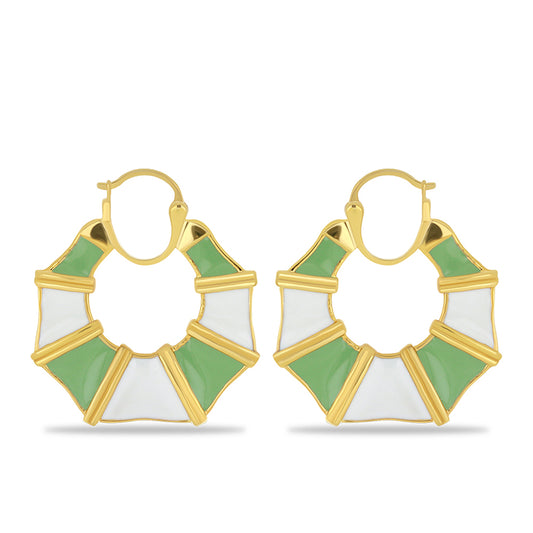 Arannyal Bevont Ezüst Fülbevaló Tűzzománccal