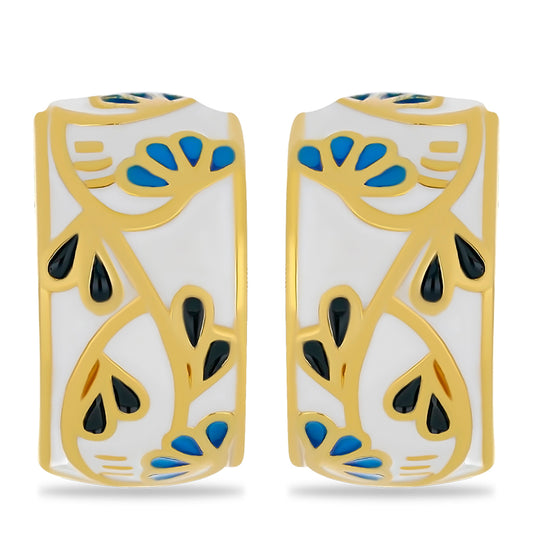 Arannyal Bevont Ezüst Fülbevaló Tűzzománccal