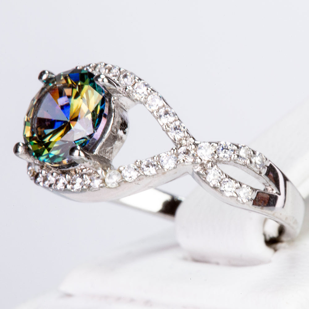 Arany tónusú Emporia Ötvözetű Gyűrű Zöld Emporia® Kristállyal és Fehér Emporia® Kristállyal