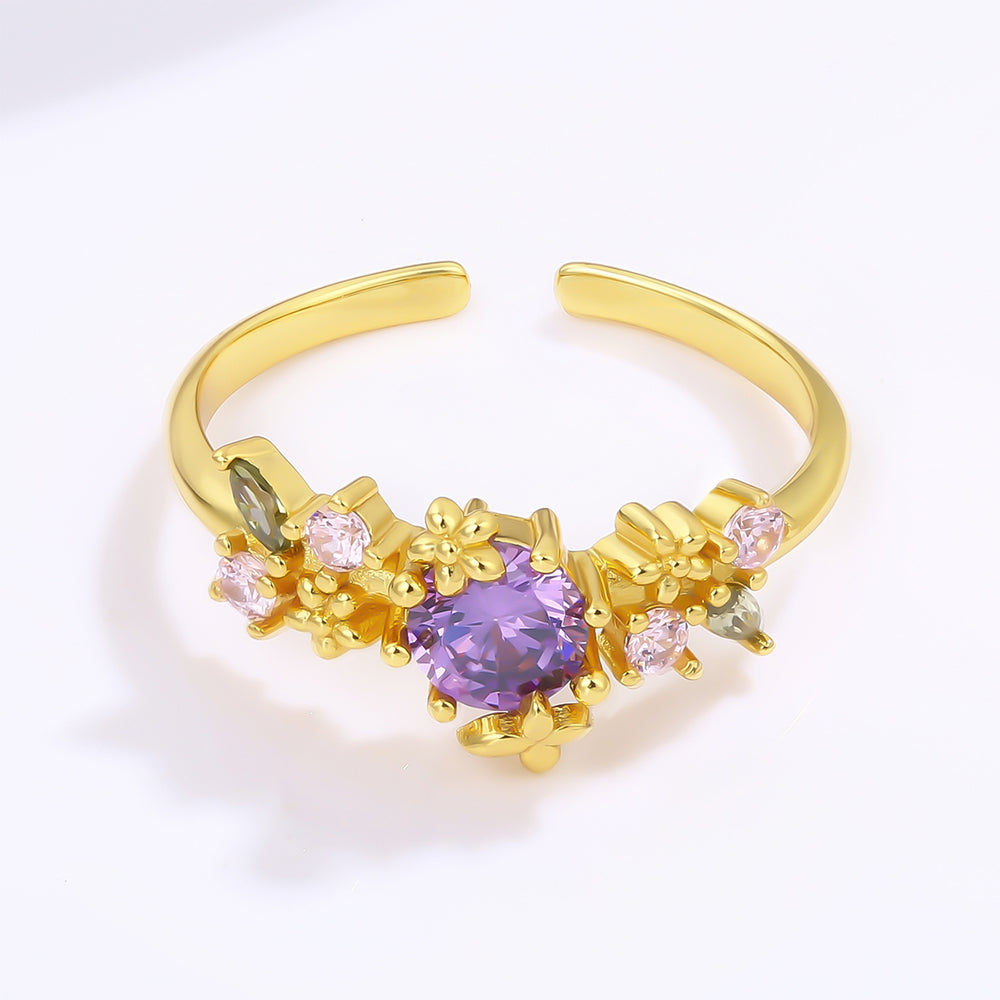 Arany tónusú Emporia Ötvözetű Gyűrű Lila Emporia® Kristállyal és Rózsaszínű Emporia® Kristállyal 1 