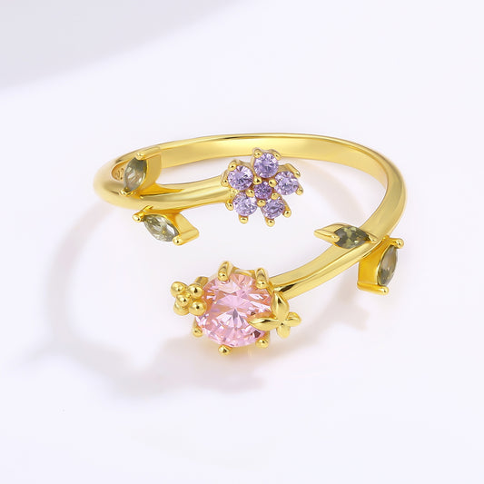 Arany tónusú Emporia Ötvözetű Gyűrű Rózsaszínű Emporia® Kristállyal és Lila Emporia® Kristállyal