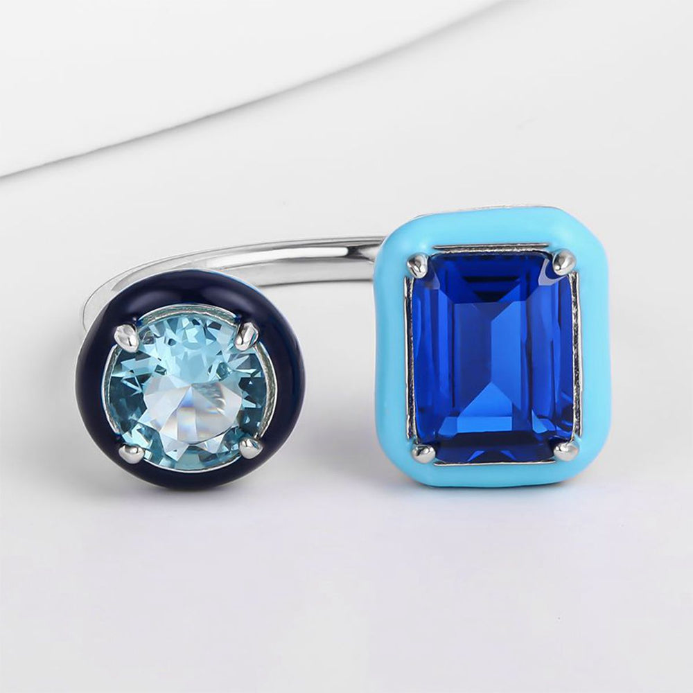 Arany tónusú Emporia Ötvözetű Gyűrű Kék Emporia® Kristállyal 1 