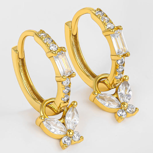 Arany tónusú Emporia Ötvözetű Fülbevaló Fehér Emporia® Kristállyal