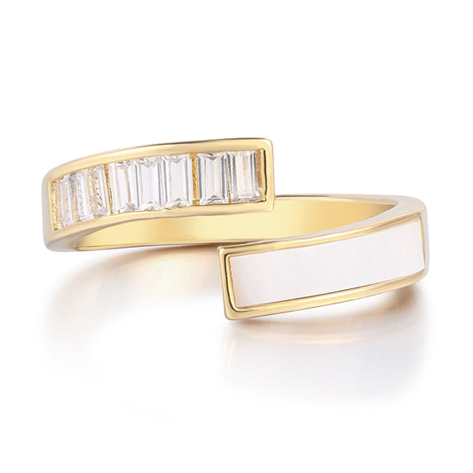 Arany tónusú Emporia Ötvözetű Gyűrű Fehér Emporia® Kristállyal és Tűzzománccal