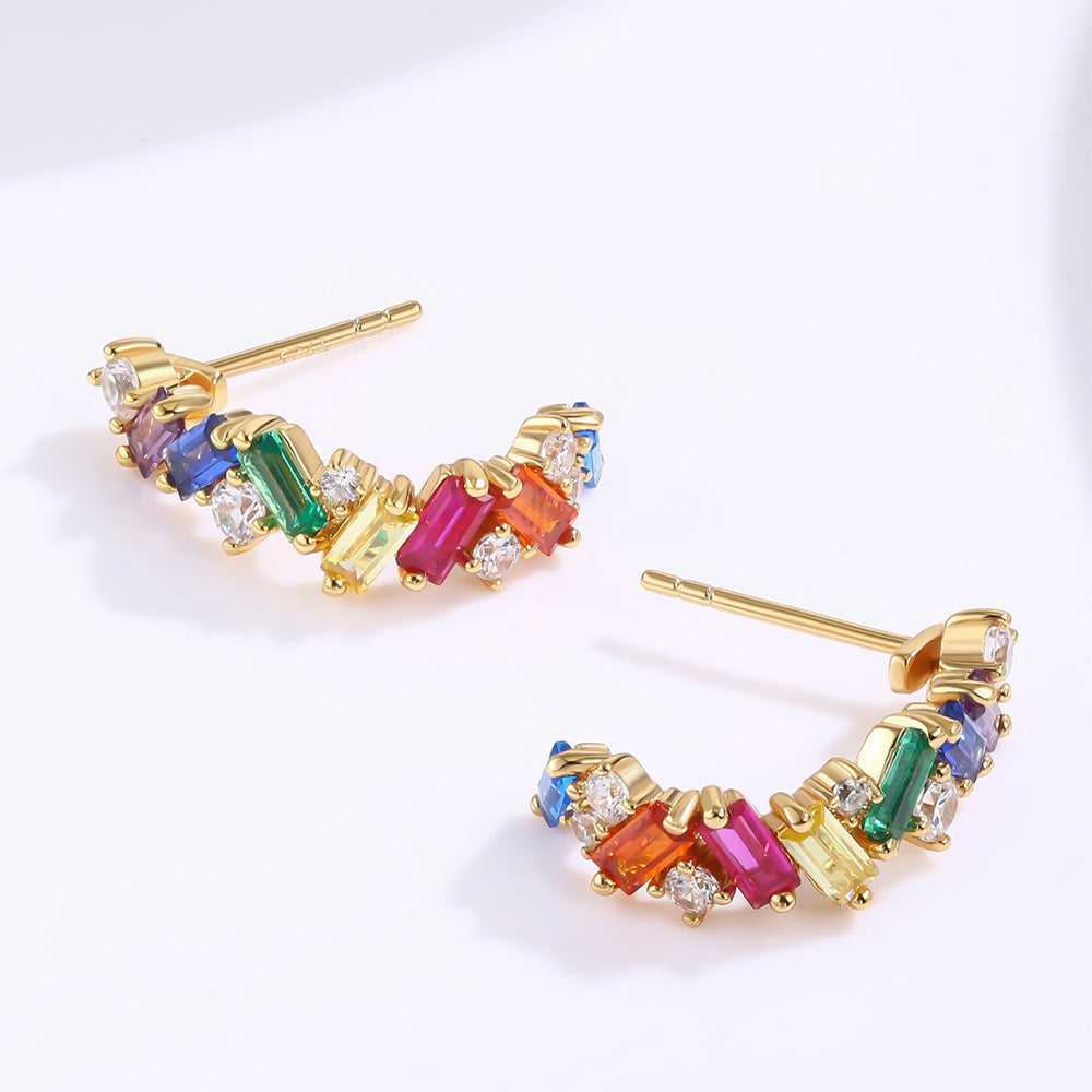 Arany tónusú Emporia Ötvözetű Fülbevaló Vörös Emporia® Kristállyal és Zöld Emporia® Kristállyal 1 