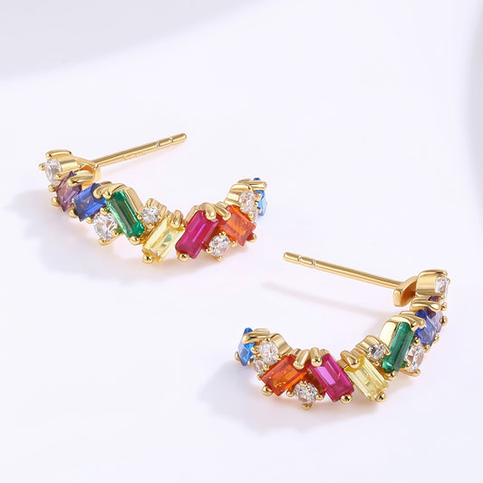 Arany tónusú Emporia Ötvözetű Fülbevaló Vörös Emporia® Kristállyal és Zöld Emporia® Kristállyal