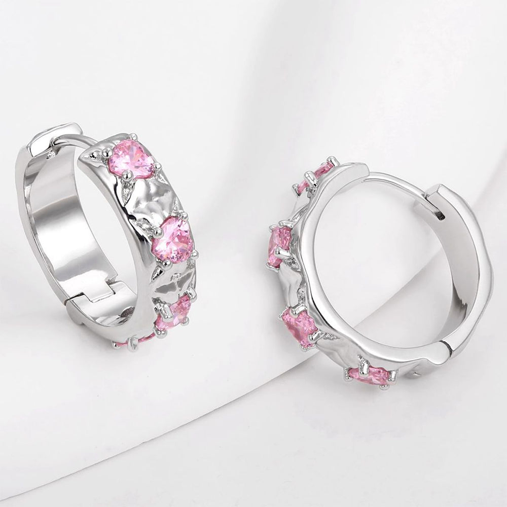 Arany tónusú Emporia Ötvözetű Fülbevaló Fehér Emporia® Kristállyal és Rózsaszínű Emporia® Kristállyal 1 