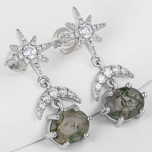 Arany tónusú Emporia Ötvözetű Fülbevaló Zöld Emporia® Kristállyal és Fehér Emporia® Kristállyal