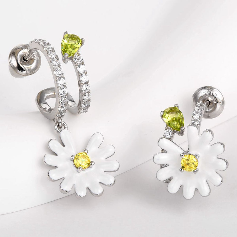 Arany tónusú Emporia Ötvözetű Fülbevaló Fehér Emporia® Kristállyal és Sárga Emporia® Kristállyal 1 