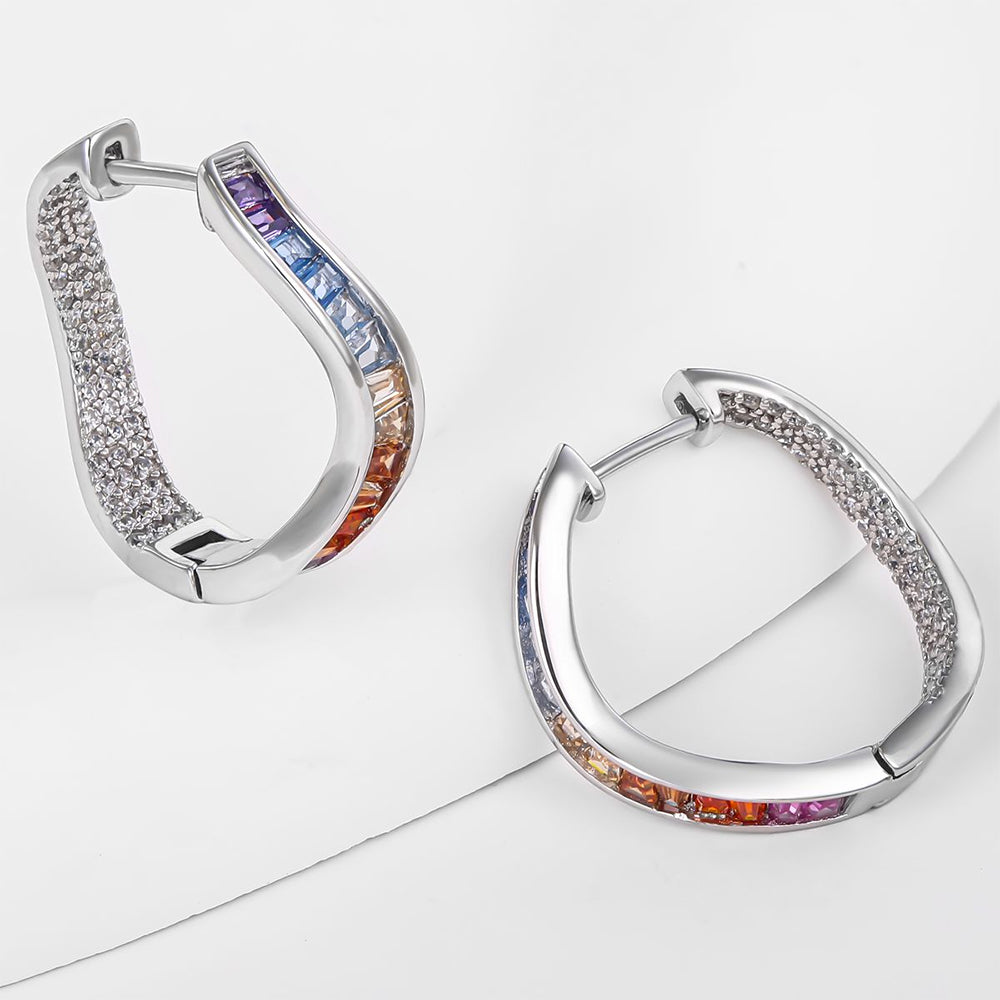 Arany tónusú Emporia Ötvözetű Fülbevaló Kék Emporia® Kristállyal és Vörös Emporia® Kristállyal 1 