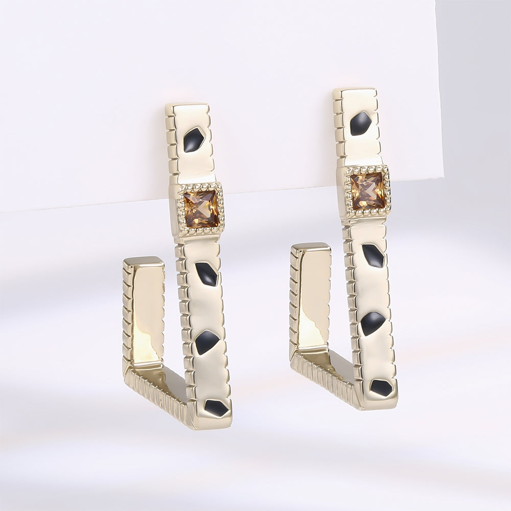 Arany tónusú Emporia Ötvözetű Fülbevaló Barna Emporia® Kristállyal 1 