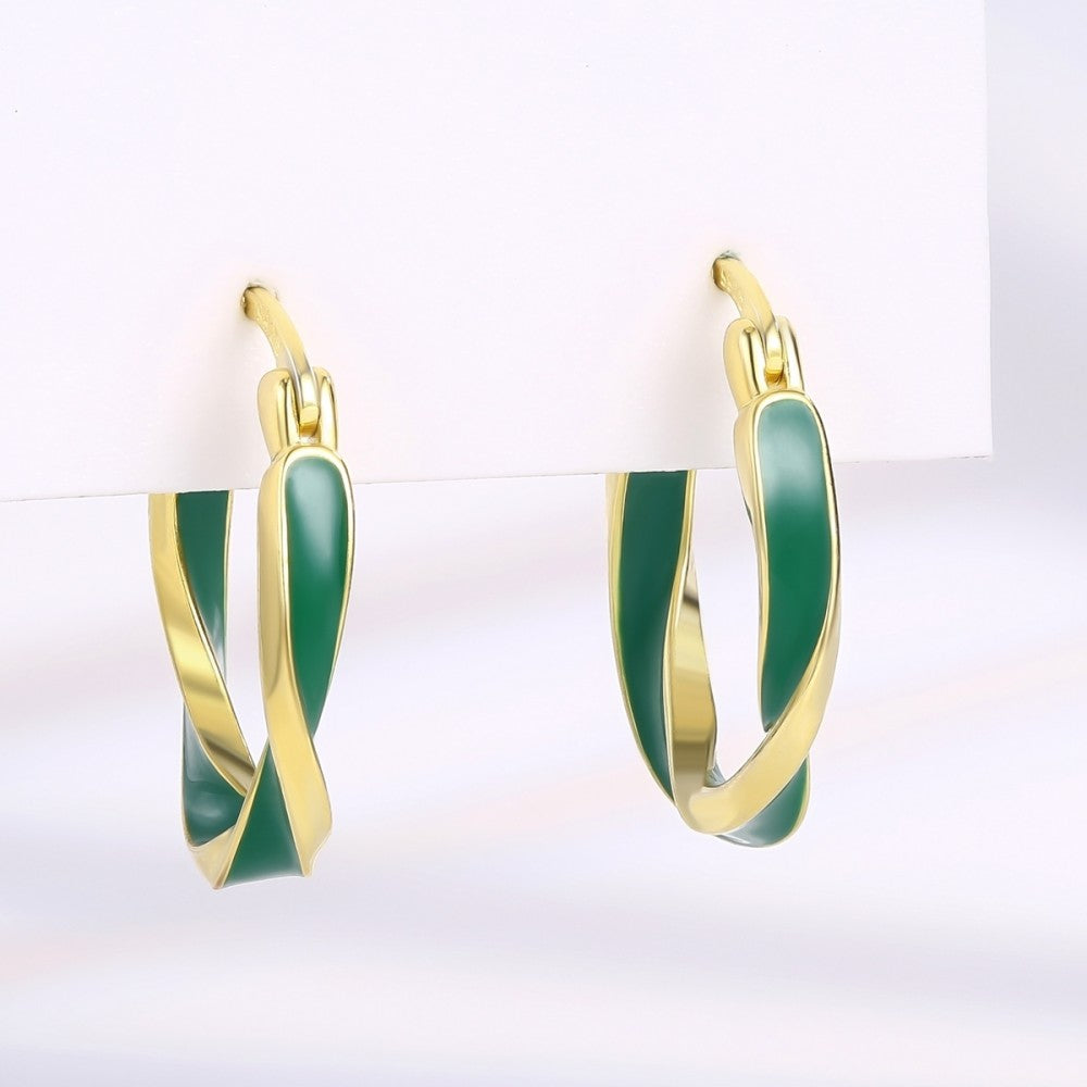 Arany tónusú Emporia Ötvözetű Fülbevaló Zöld Emporia® Kristállyal 1 
