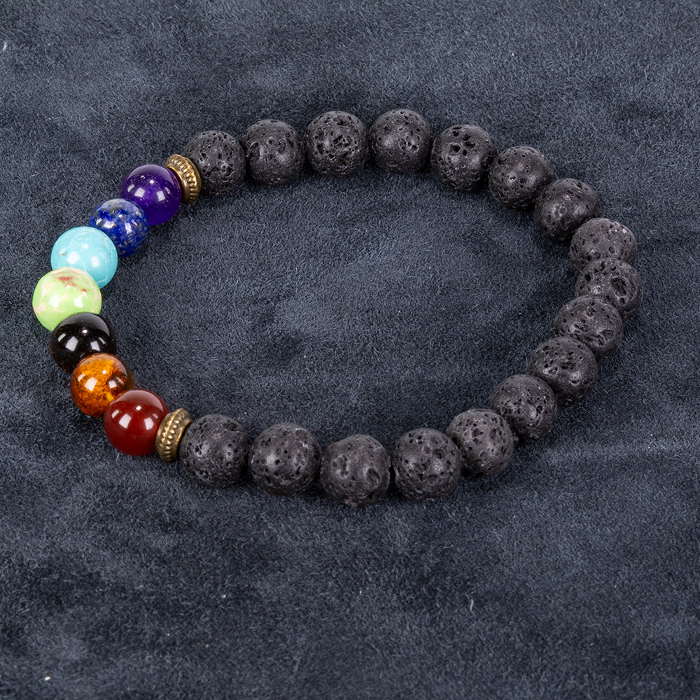 Nugget Karkötő Vörös Acháttal és Tigrisszem Drágakővel 7 