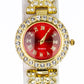 Arany tónusú Emporia Ötvözetű Óra Vörös Emporia® Kristállyal és Fehér Emporia® Kristállyal ( Nyaklánc+Fülbevaló+Karkötő )