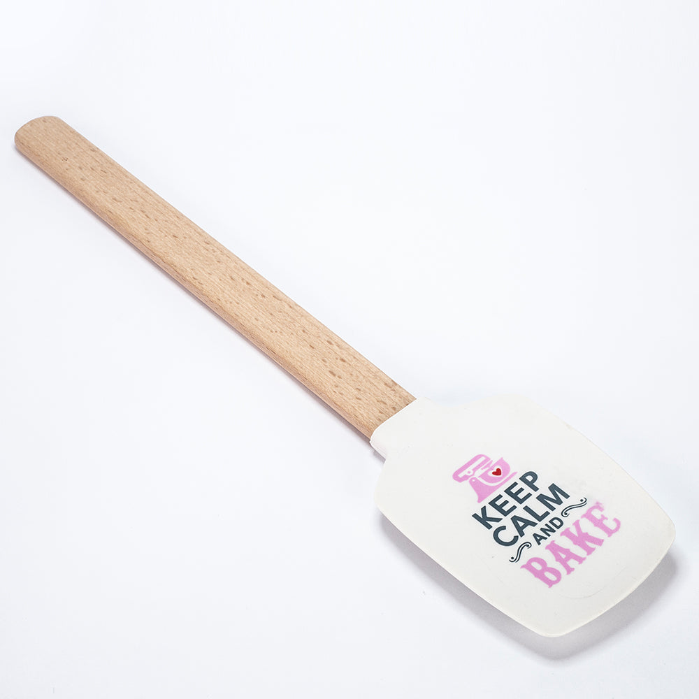 "Keep Calm and Bake" Spatula fa nyéllel és téglalap alakú fejjel