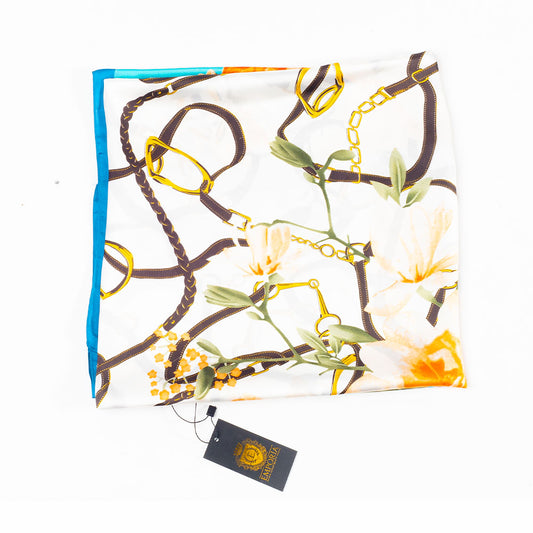 Virágos Ölelés Sál, 85 X 180 Cm, Világoskék, 100% Vegán Selyem