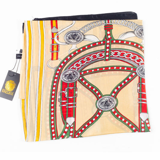 Luxus Láncmotívum Sál, 85 X 180 Cm, Krém, 100% Vegán Selyem