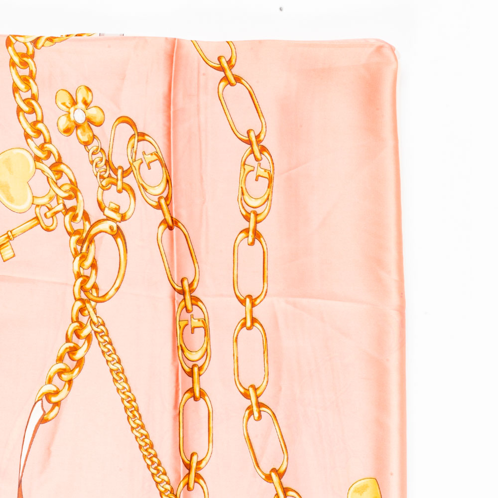 Királyi Láncok Sál, 85 X 180 Cm, Rózsaszín, 100% Vegán Selyem 2 