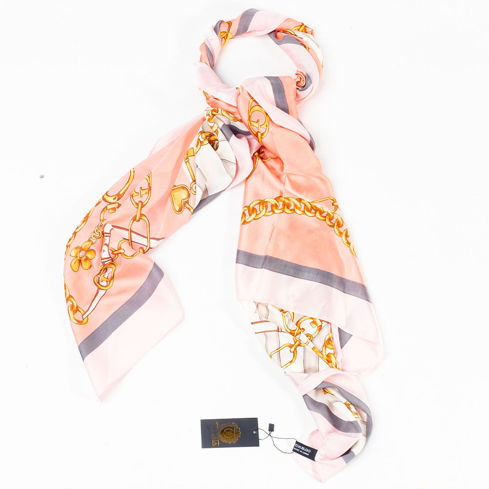 Királyi Láncok Sál, 85 X 180 Cm, Rózsaszín, 100% Vegán Selyem
