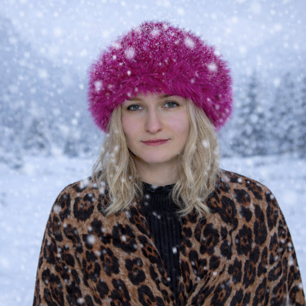Rózsaszín műszőrme téli sapka – egyméretes