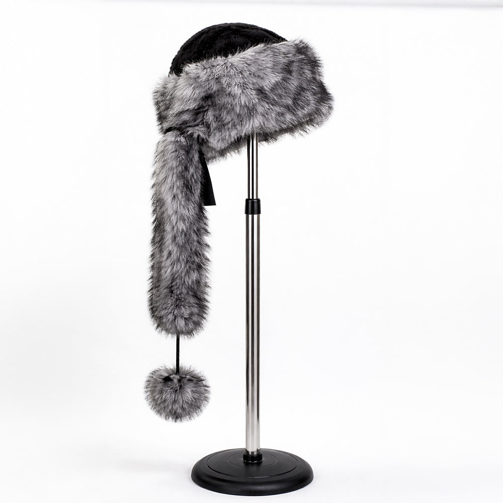 Ezüst műszőrme téli sapka sállal – egyméretes 2 