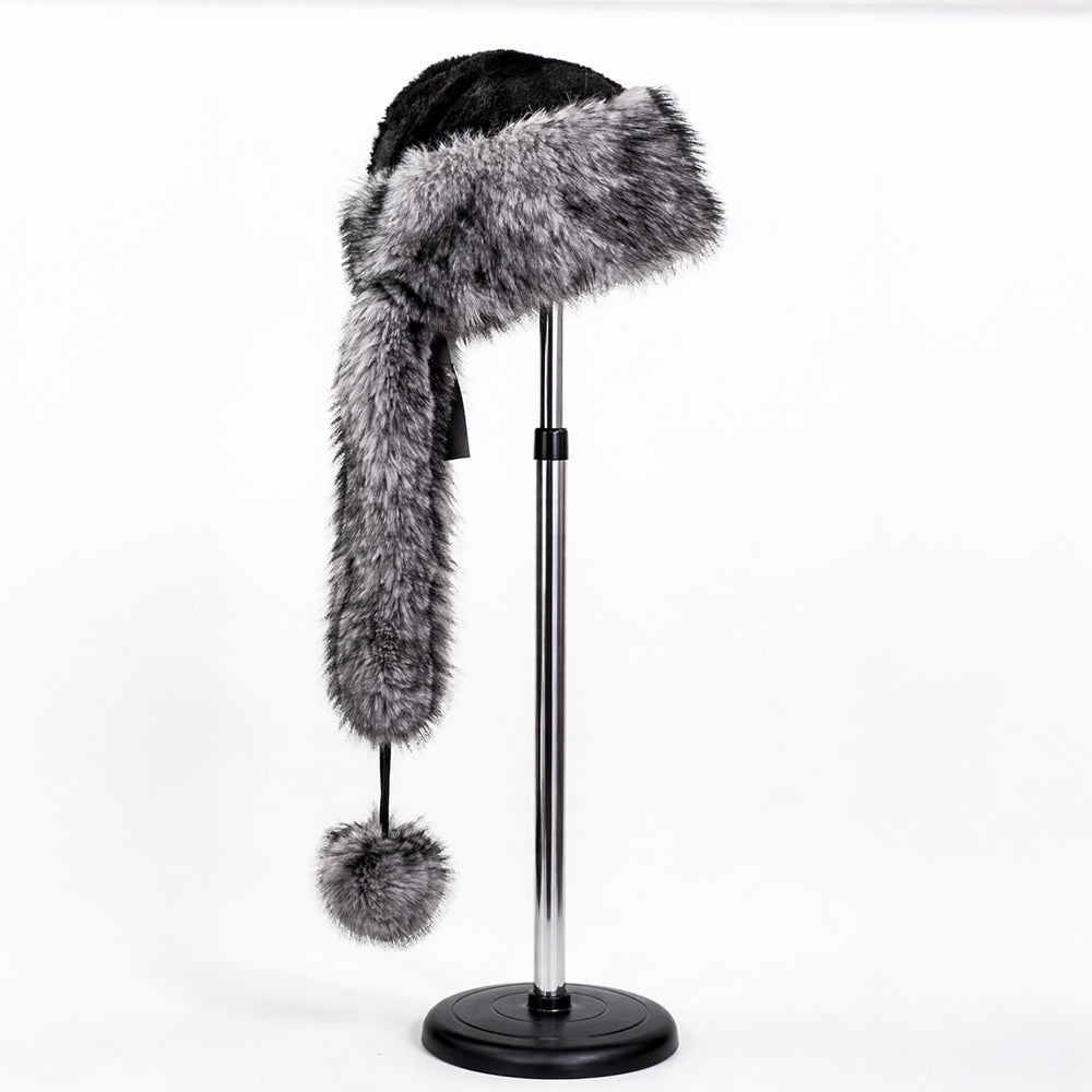 Ezüst műszőrme téli sapka sállal – egyméretes 3 