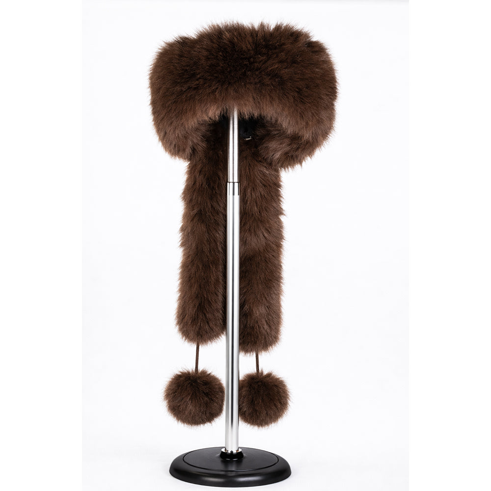 Barna műszőrme téli sapka sállal – egyméretes 2 