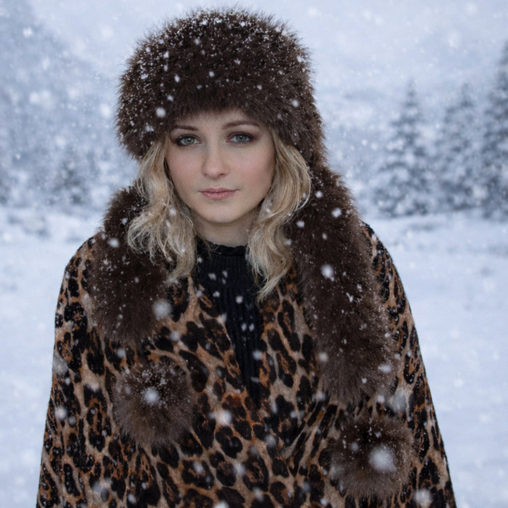 Barna műszőrme téli sapka sállal – egyméretes 5 