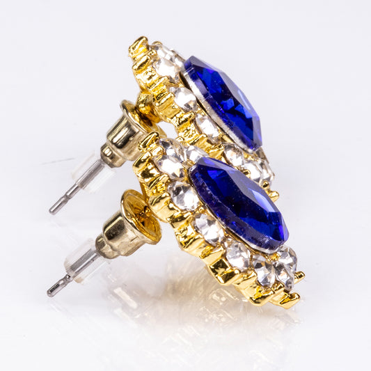 Arany tónusú Emporia Ötvözetű Szett Kék Emporia® Kristállyal és Fehér Emporia® Kristállyal ( Nyaklánc+Fülbevaló )