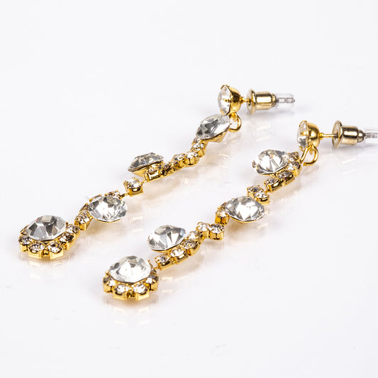 Arany tónusú Emporia Ötvözetű Táska Fehér Emporia® Kristállyal ( Nyaklánc+Fülbevaló+Karkötő+Gyűrű )