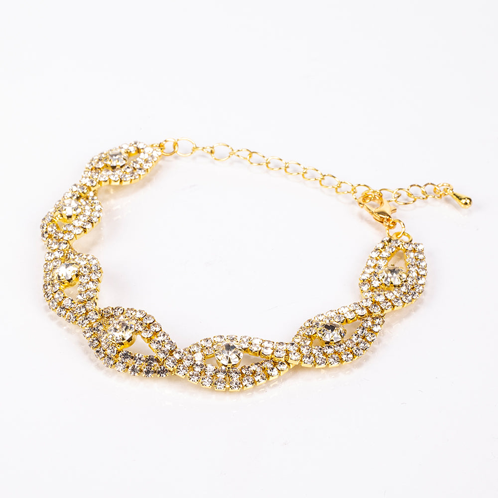 Arany tónusú Emporia Ötvözetű Táska Fehér Emporia® Kristállyal ( Nyaklánc+Fülbevaló+Karkötő+Gyűrű )