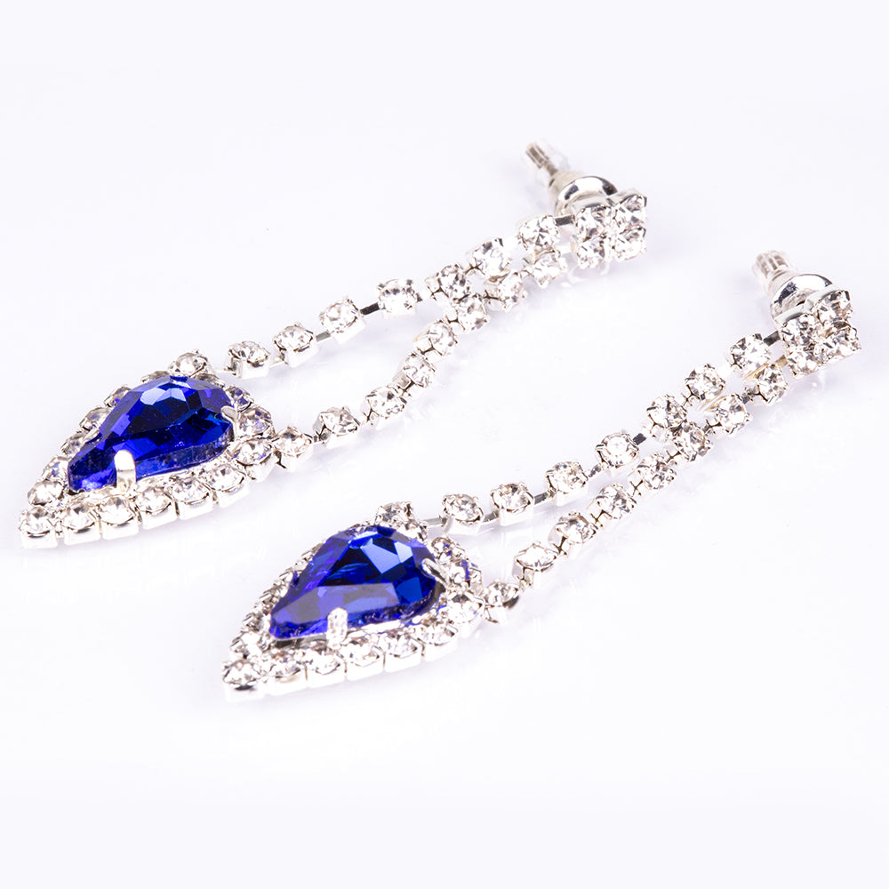 Arany tónusú Emporia Ötvözetű Szett Kék Emporia® Kristállyal és Fehér Emporia® Kristállyal ( Nyaklánc+Fülbevaló )