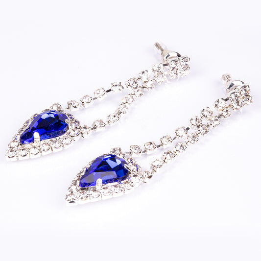 Arany tónusú Emporia Ötvözetű Szett Kék Emporia® Kristállyal és Fehér Emporia® Kristállyal ( Nyaklánc+Fülbevaló )