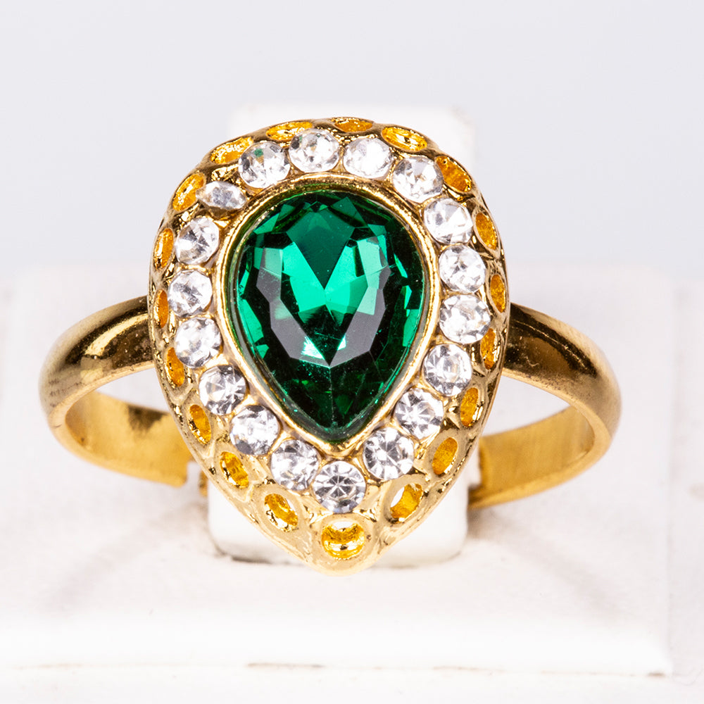 Arany tónusú Emporia Ötvözetű Szett Zöld Emporia® Kristállyal és Fehér Emporia® Kristállyal ( Nyaklánc+Fülbevaló+Karkötő+Gyűrű+Medál ) 5 