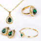 Arany tónusú Emporia Ötvözetű Szett Zöld Emporia® Kristállyal és Fehér Emporia® Kristállyal ( Nyaklánc+Fülbevaló+Karkötő+Gyűrű+Medál )