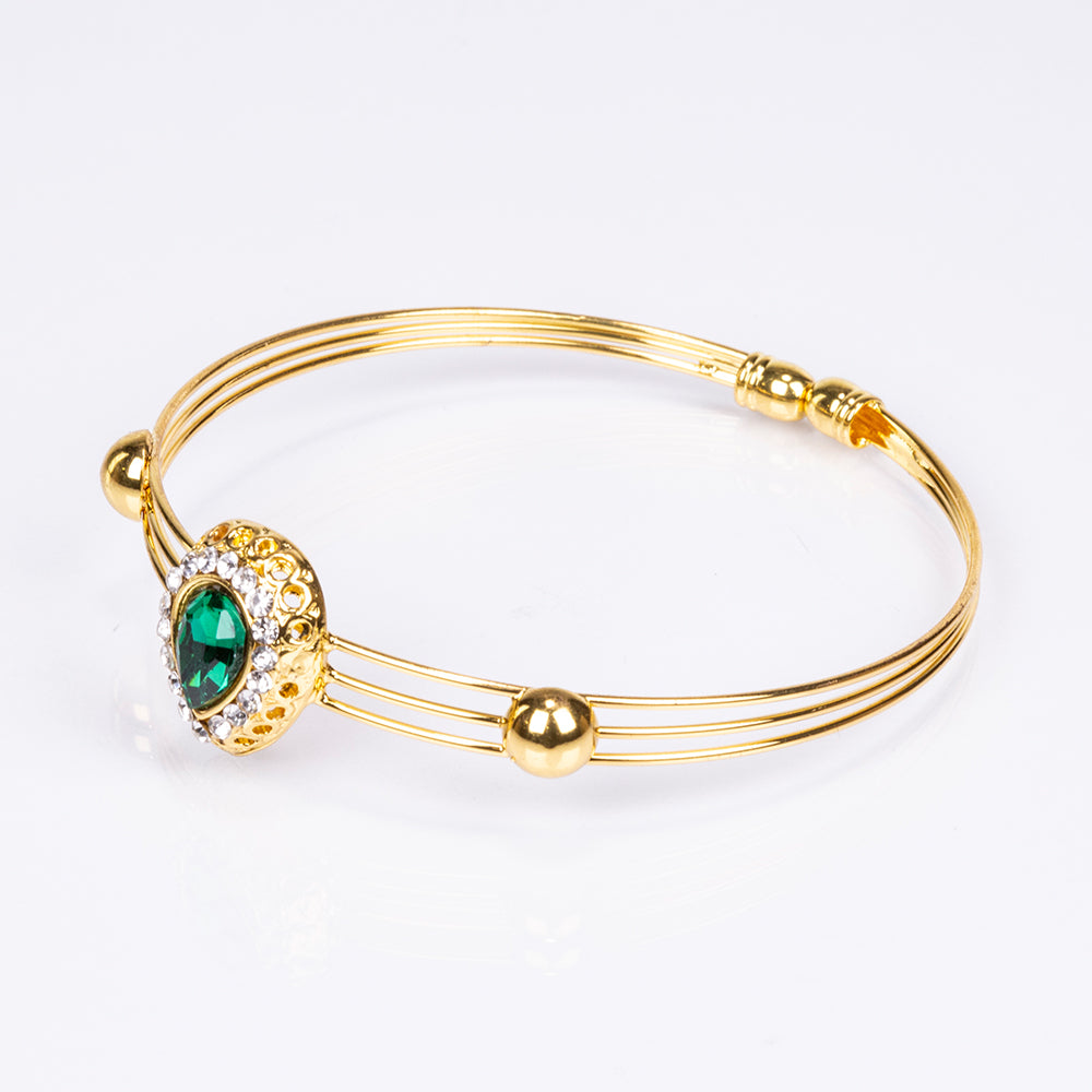 Arany tónusú Emporia Ötvözetű Szett Zöld Emporia® Kristállyal és Fehér Emporia® Kristállyal ( Nyaklánc+Fülbevaló+Karkötő+Gyűrű+Medál ) 10 