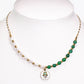 Arany tónusú Emporia Ötvözetű Szett Zöld Acháttal ( Nyaklánc+Fülbevaló+Karkötő )