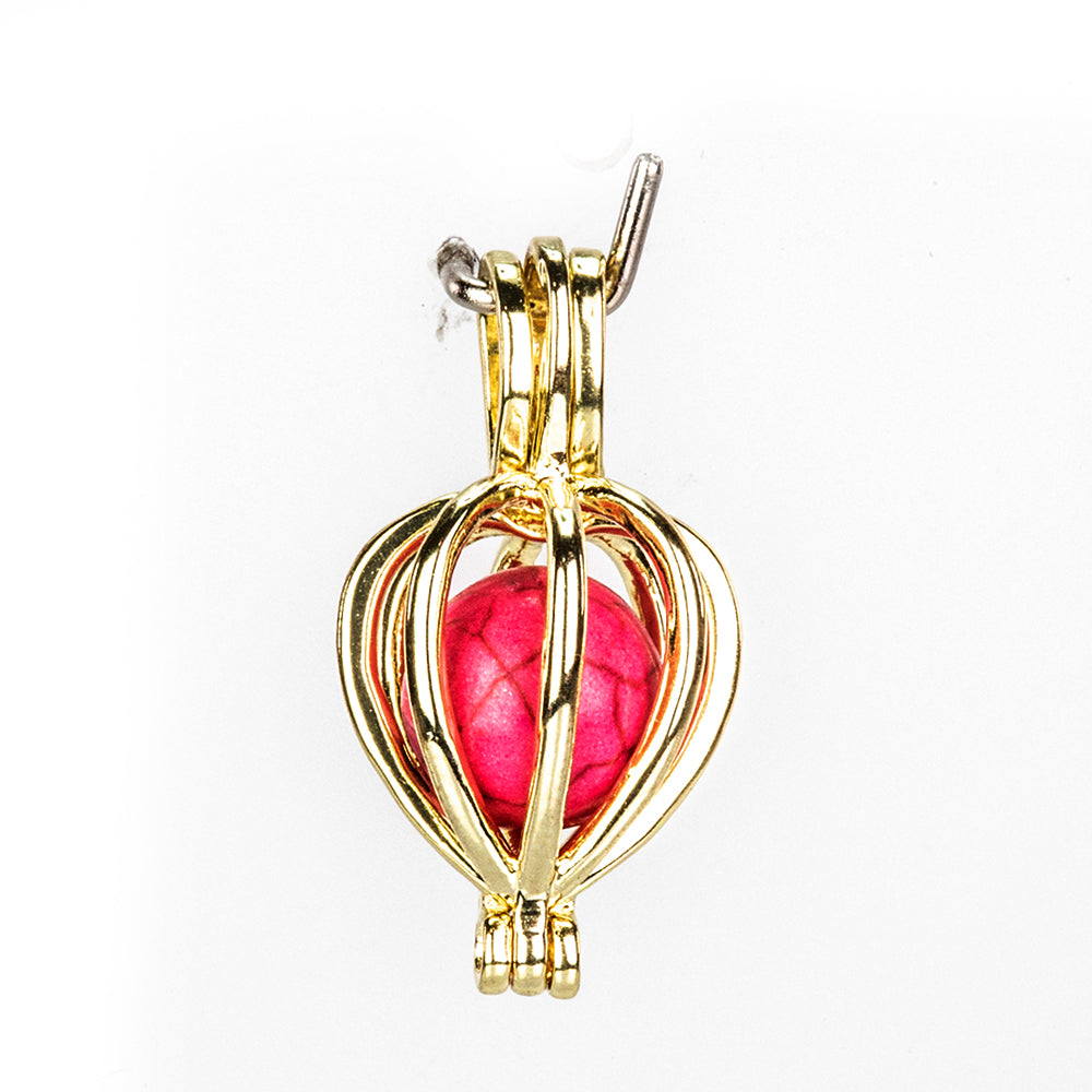 Arany tónusú Emporia Ötvözetű Szett Vörös Acháttal és Türkizzel ( Nyaklánc+Medál )