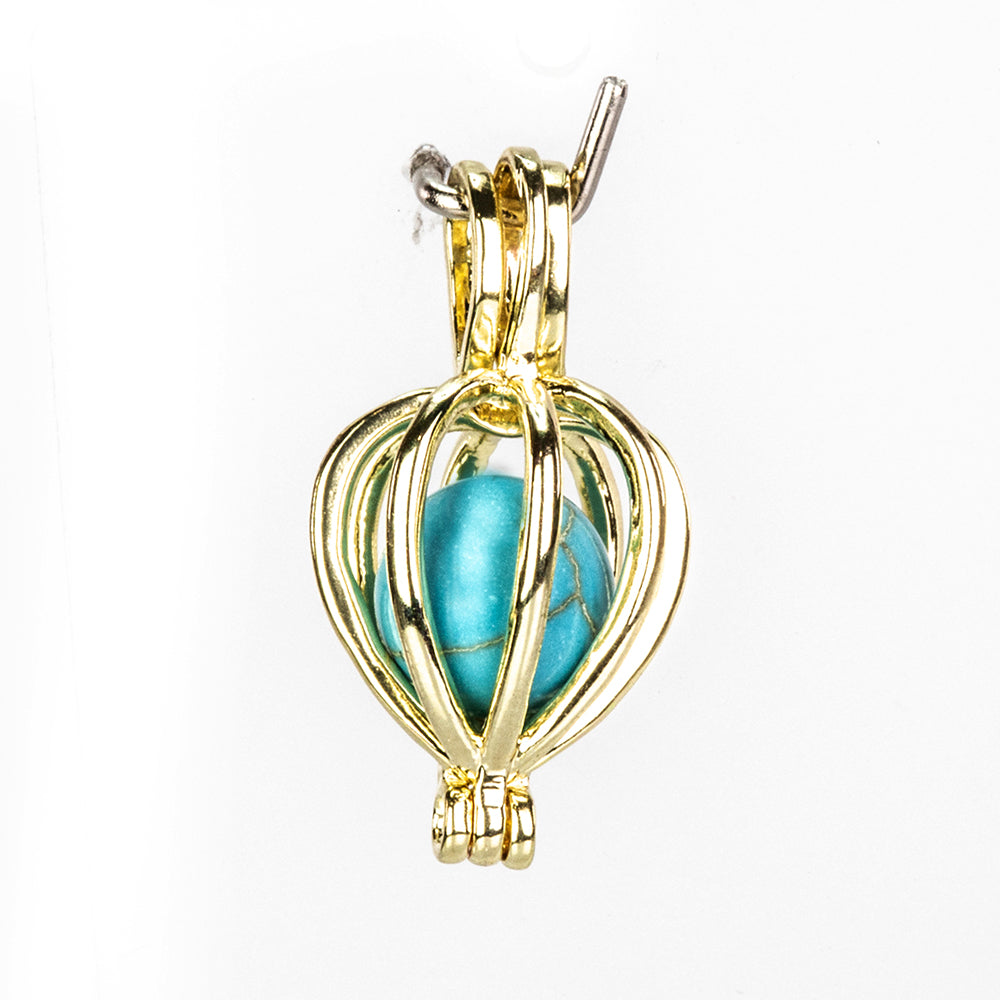 Arany tónusú Emporia Ötvözetű Szett Vörös Acháttal és Türkizzel ( Nyaklánc+Medál ) 12 