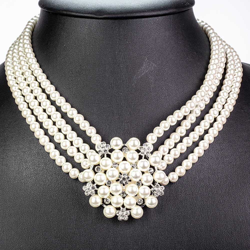 Arany tónusú Emporia Ötvözetű Szett Üveggyönggyel és Fehér Emporia® Kristállyal